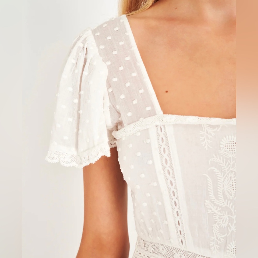 LoveShackFancy White Eyelet Midi Dress - Picture 4 of 8